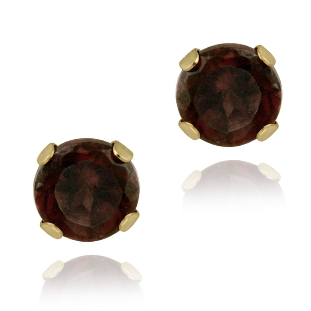 14K Yellow Gold 2/3ct Garnet Stud Earrings, 4mm - Grocery