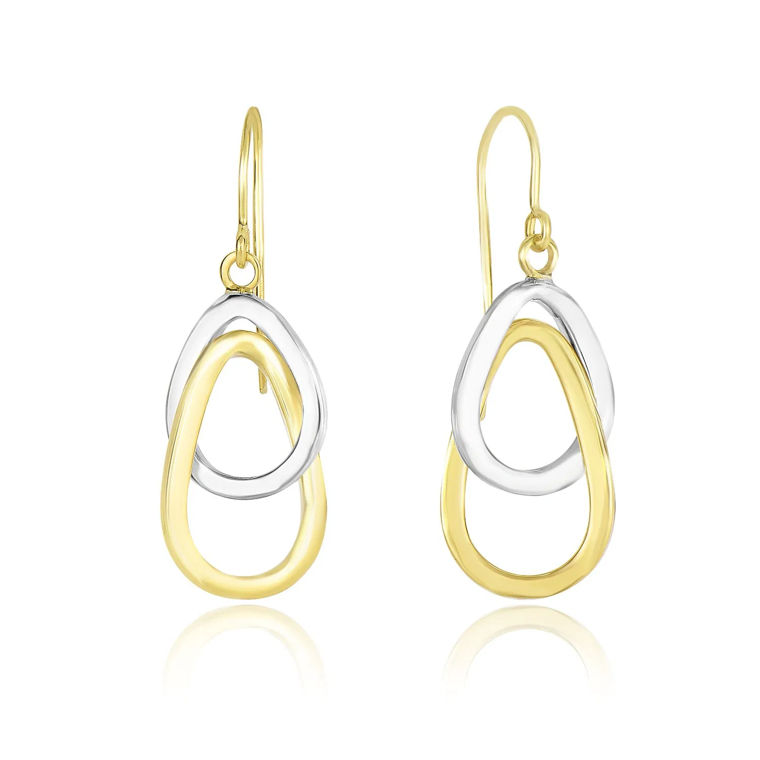 14k Two-Tone Gold Interlaced Open Teardrop Drop Earrings - Grocery