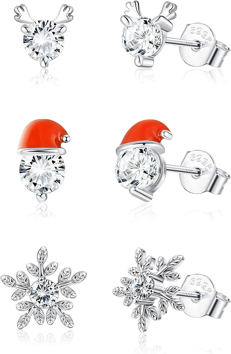 Christmas Stud Earring Set for Women Daughter Teen Elk Snowflake Snowman Christmas Tree Earring Christmas Gift Earring with Box - Grocery