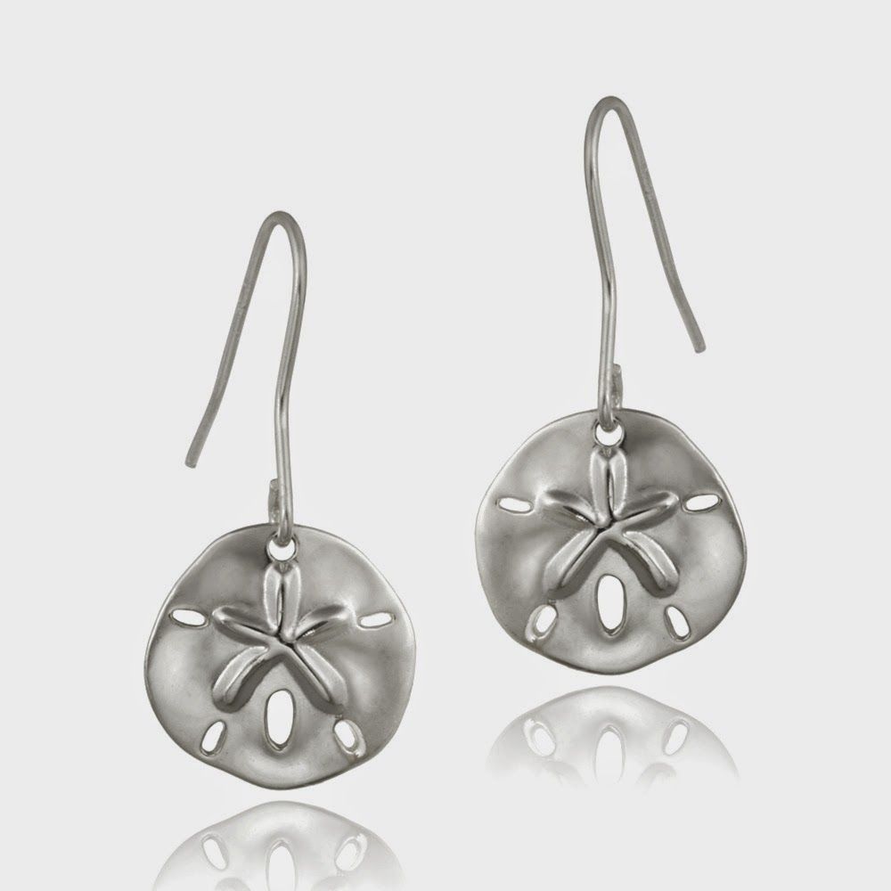 Sterling Silver Beach Sand Dollar Dangle Earrings - Grocery