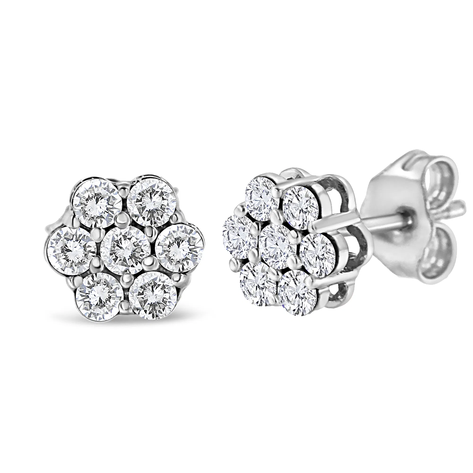 .925 Sterling Silver 1/2ct Cttw Lab Grown Diamond Floral Stud Earrings (F-G Color, SI1-SI2 Clarity) - Grocery