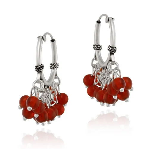 Sterling Silver Beaded Chandelier Carnelian Earrings - Grocery