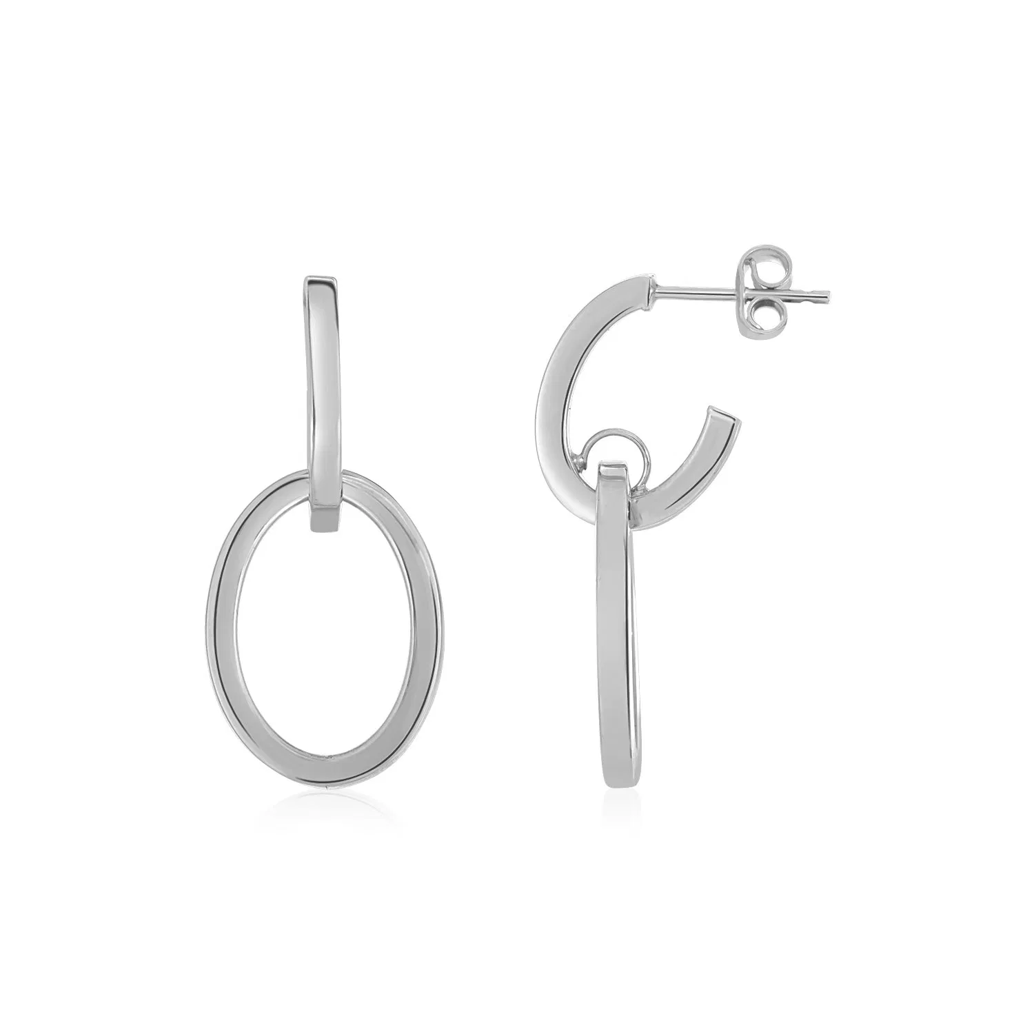 14K White Gold Interlocking Drop Hoop Earrings - Grocery