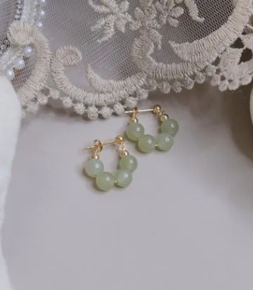 Four Hetian Jade U Shaped Ear Clips - Grocery