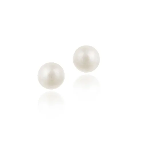 Sterling Silver Freshwater Cultured 6-6.5mm White Pearl Stud Earrings - Grocery