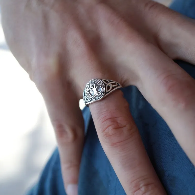 Tree Of Life Vintage Style Ring Alloy Silver Jewelry - Grocery