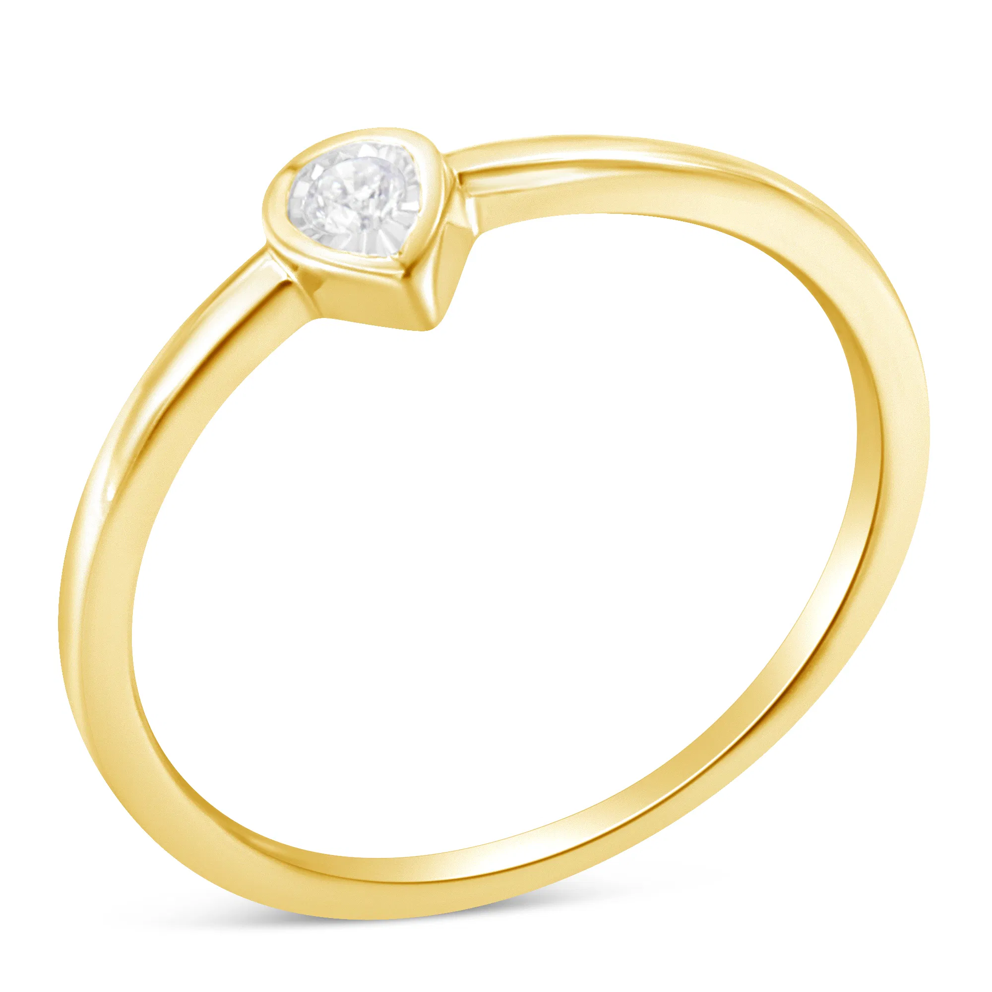 14K Yellow Gold Plated .925 Sterling Silver 1/20 Carat Diamond Teardrop Pear-Shaped Miracle Set Petite Fashion Ring (J-K Color, I1-I2 Clarity) - Grocery
