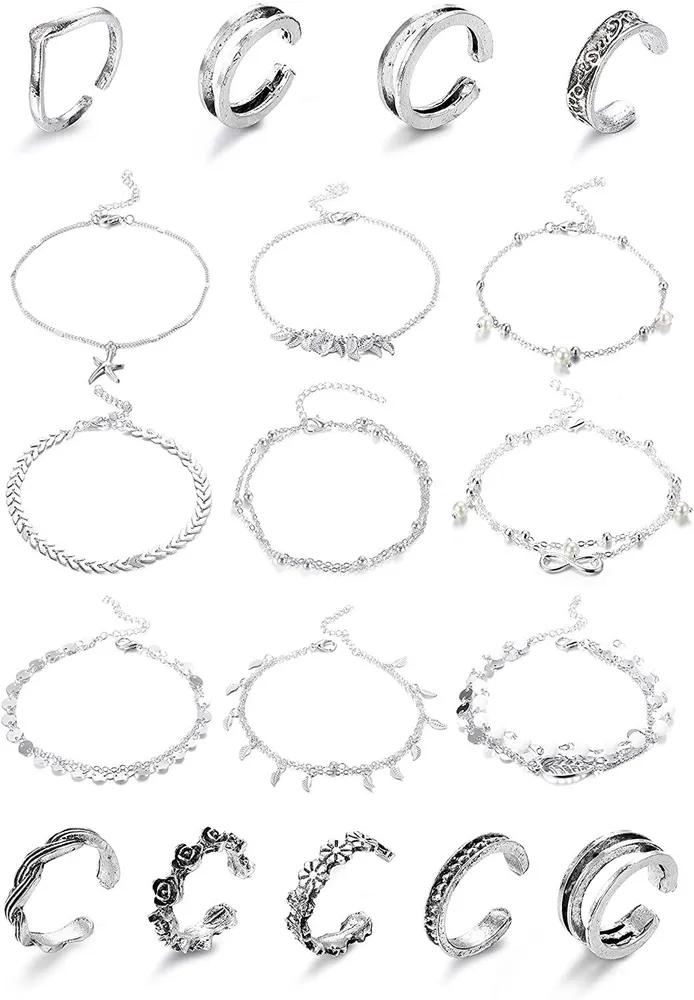 18 Pcs Open Toe Rings for Women Arrow Tail Band Toe Ring Adjustable - Grocery