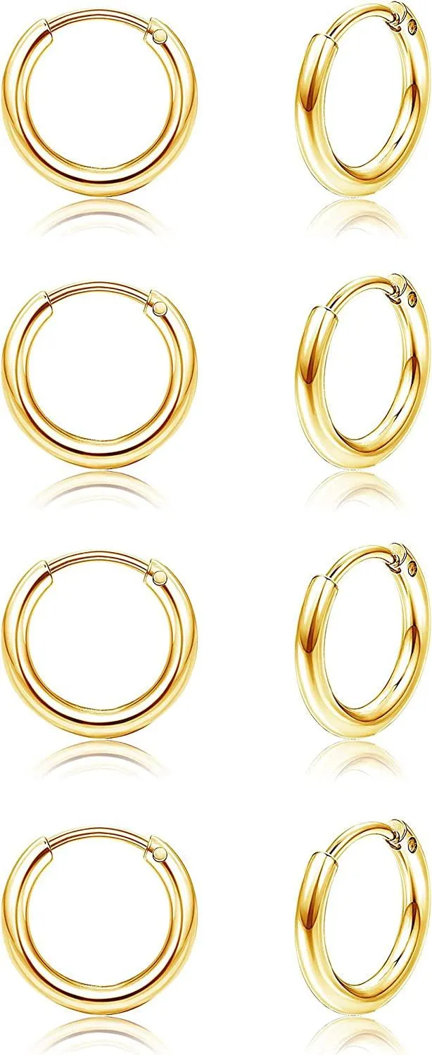 925 Sterling Silver Cartilage Small Hoop Earrings For Women Minimalist Sleeper Cuff Helix Earrings Hypoallergenic 10 MM - Grocery
