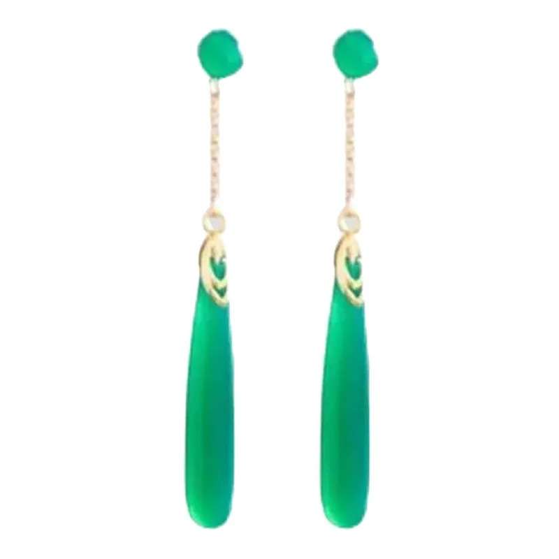 Sterling Silver Chinese Vintage Green Earrings - Grocery