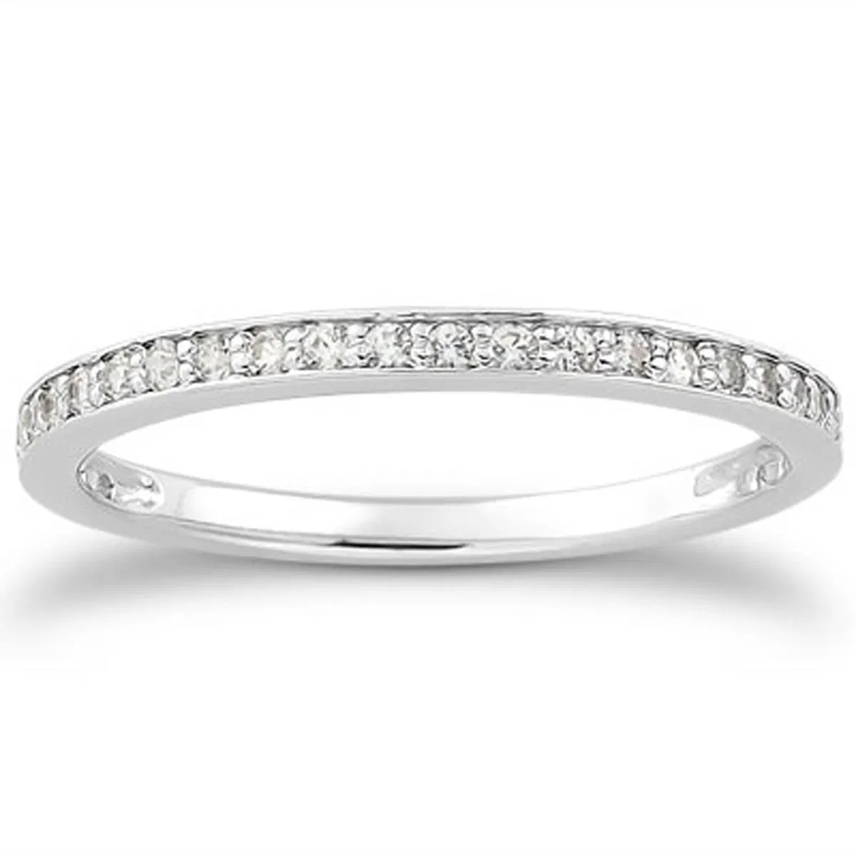 14k White Gold Micro-pave Diamond Wedding Ring Band Set 3/4 Around - Grocery