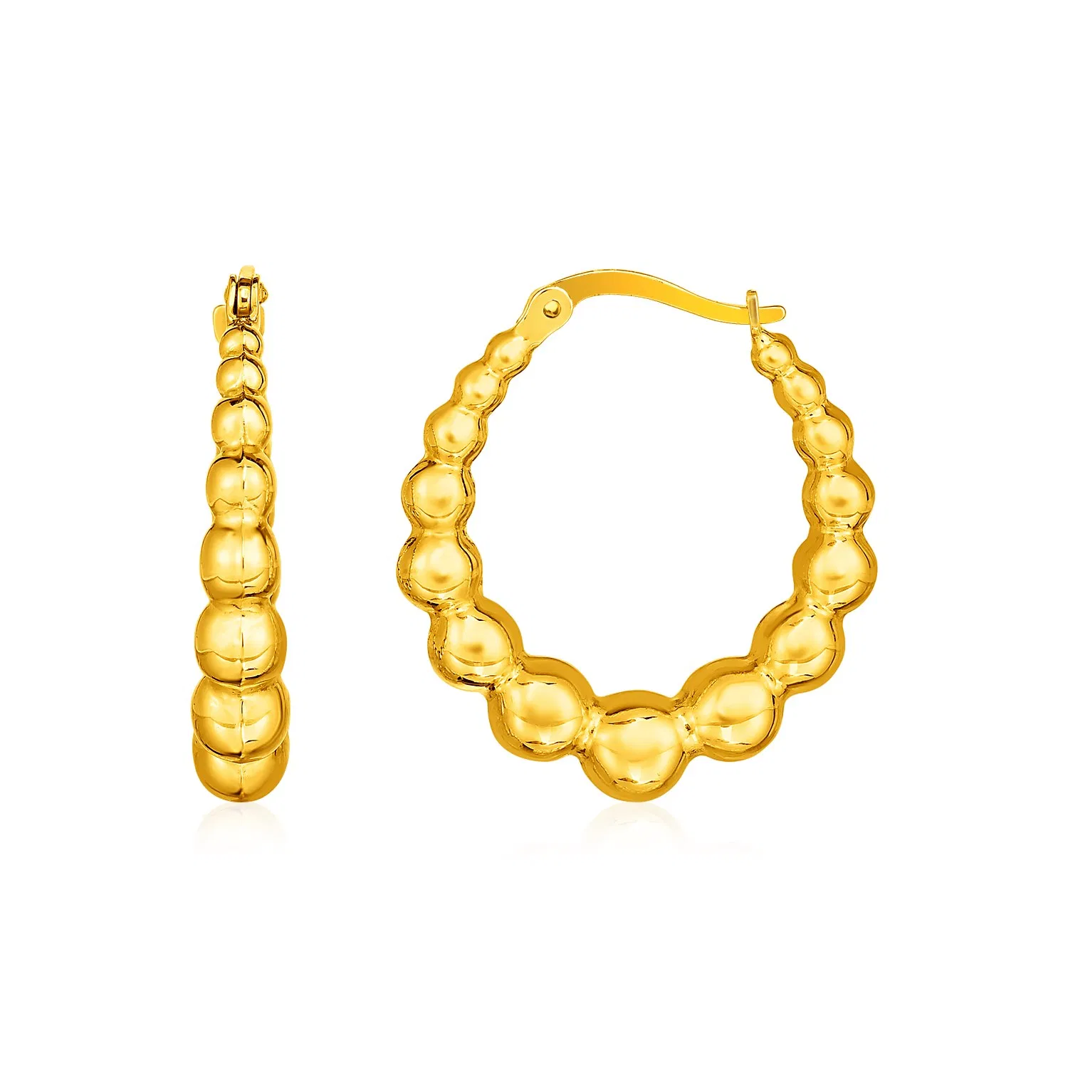 14k Yellow Gold Graduated Sphere Hoop Earrings(5x27mm) - Grocery