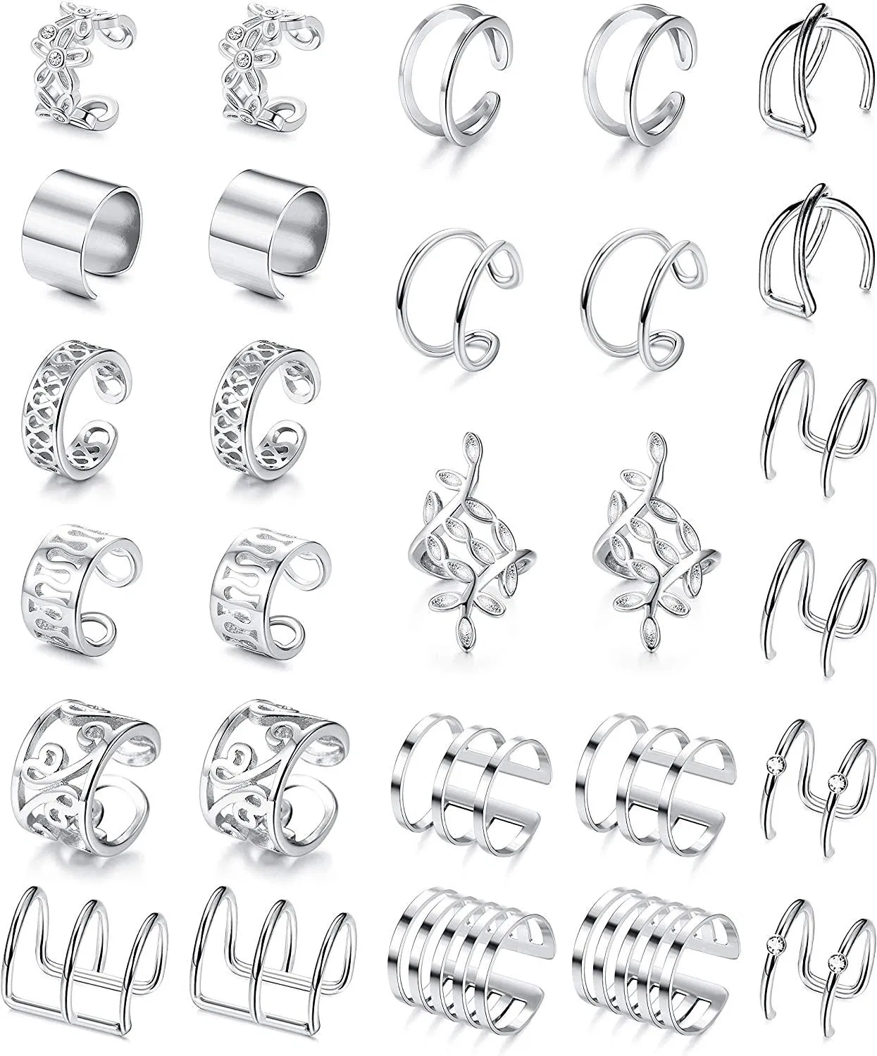 14 Pairs Ear Cuff for Women Fake Lip Helix Cartilage Clip On Wrap Earrings Non Piercing Earrings Set - Grocery