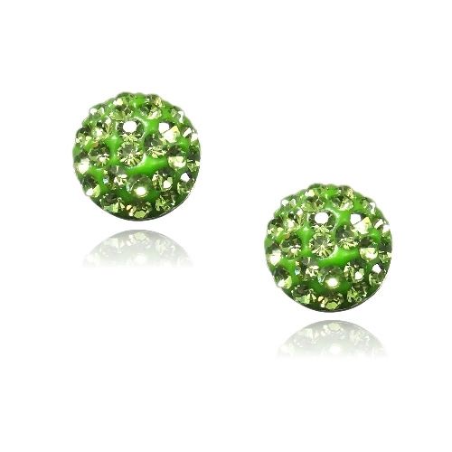 Sterling Silver Peridot Fireball Round Stud Earrings - Grocery