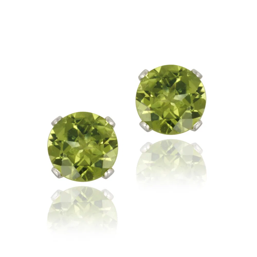 Sterling Silver 1.8ct Peridot Stud Earrings, 6mm - Grocery