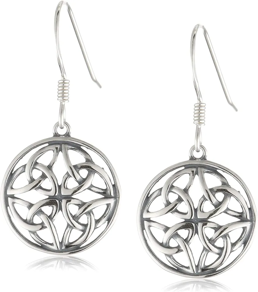 Amazon Collection Sterling Silver Celtic Knot Round Drop Wire Earrings - Grocery