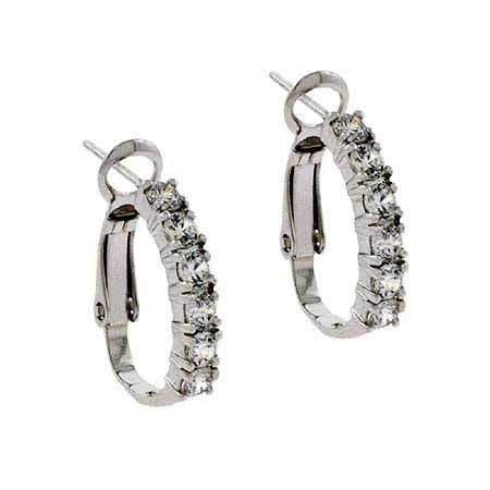 Sterling Silver CZ Half Hoop Earrings - Grocery