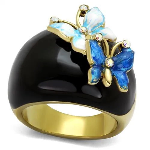 TK2212 - IP Gold(Ion Plating) Stainless Steel Ring with Top Grade Crystal in White AB - Grocery