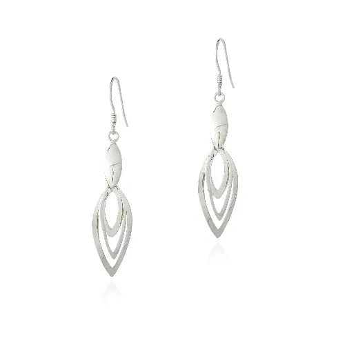 Sterling Silver Three Marquise Dangle Earrings - Grocery