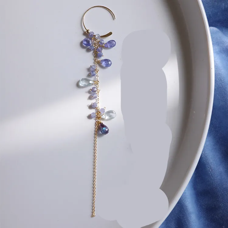 Natural Tanzanite Sea Blue Asymmetric Earrings - Grocery