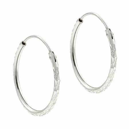 Sterling Silver Etched 20mm Hoop Earrings - Grocery