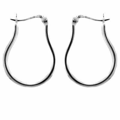 Sterling Silver Pear Shaped Hoop Clip Back Earrings - Grocery
