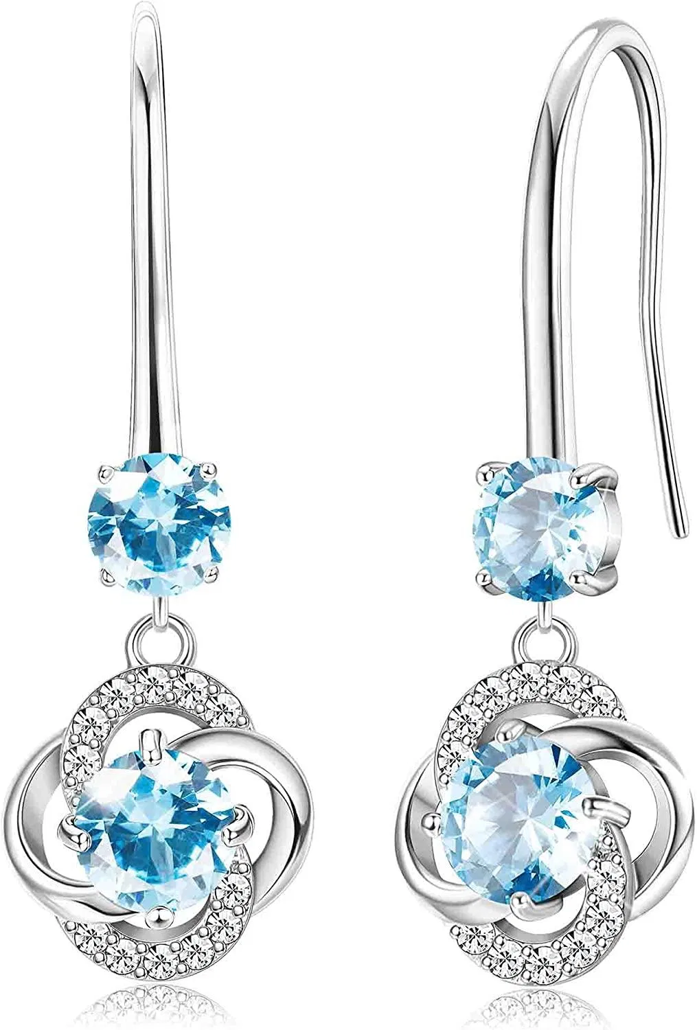 Austria Crystal Dangle Earrings 18K Blue Crystal Drop Earrings for Women love Celtic Knot Earrings for Anniversary Birthday - Grocery