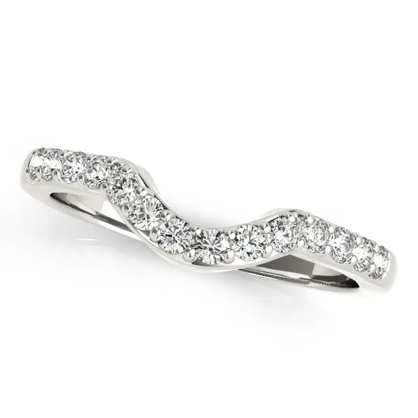 14k White Gold Pave Set Diamond Curved Wedding Band (1/4 cttw) - Grocery