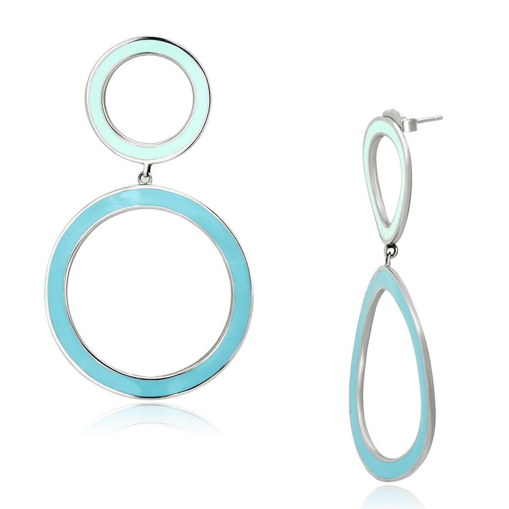 TK917 - High polished (no plating) Stainless Steel Earrings with Epoxy in Multi Color - Grocery