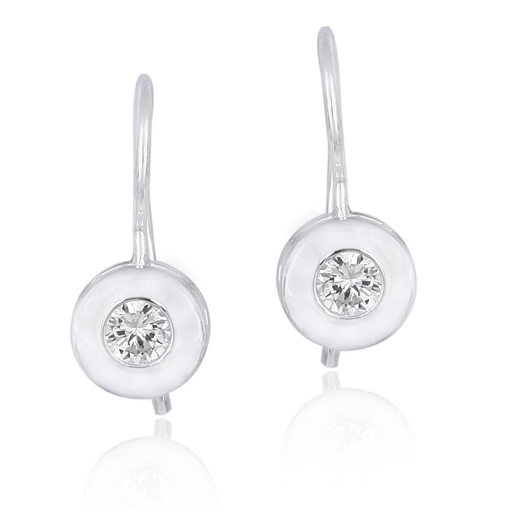 Sterling Silver CZ Round Drop Earrings - Grocery