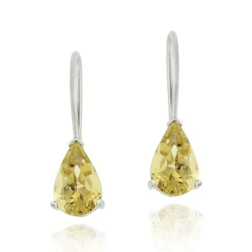 Sterling Silver 1.7 CT. Citrine Teardrop Earrings - Grocery