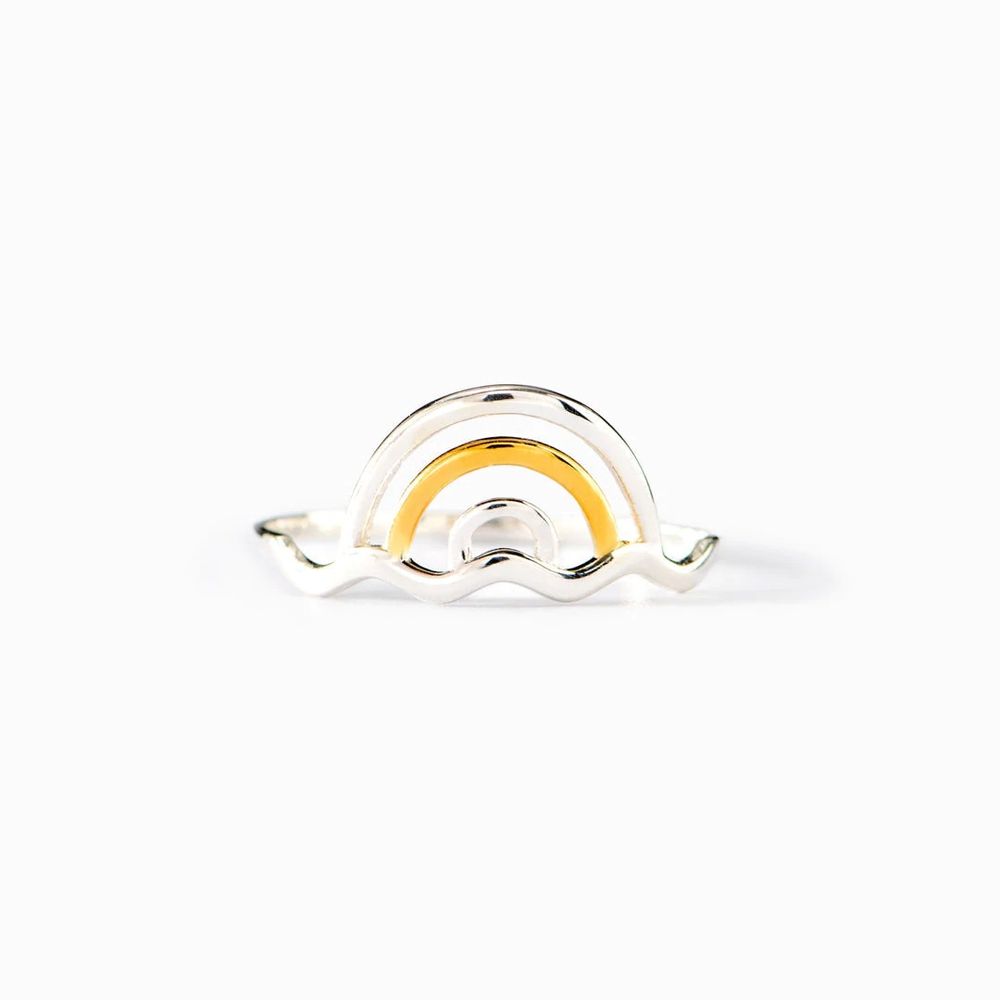 S925 Sterling Silver Rainbow Ring Women's Simple Fashion European And American Style Wind Net Red Forefinger Ring - Grocery