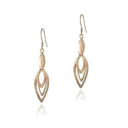 18K Rose Gold over Sterling Silver Three Marquise Dangle Earrings - Grocery