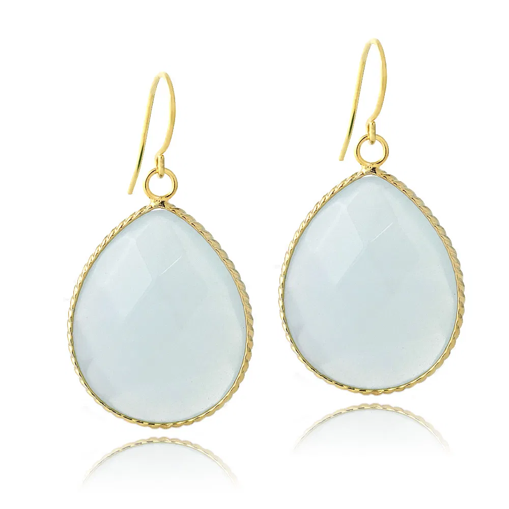 18K Gold Plated Caribbean Mist Glass Fashion Teardrop Earrings - Grocery
