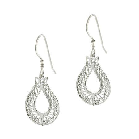 Sterling Silver Filigree Open Oval Earrings - Grocery