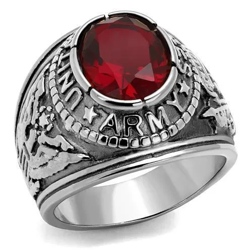 TK414706 - High-Polished Stainless Steel Ring with Synthetic Synthetic Glass in Siam - Grocery