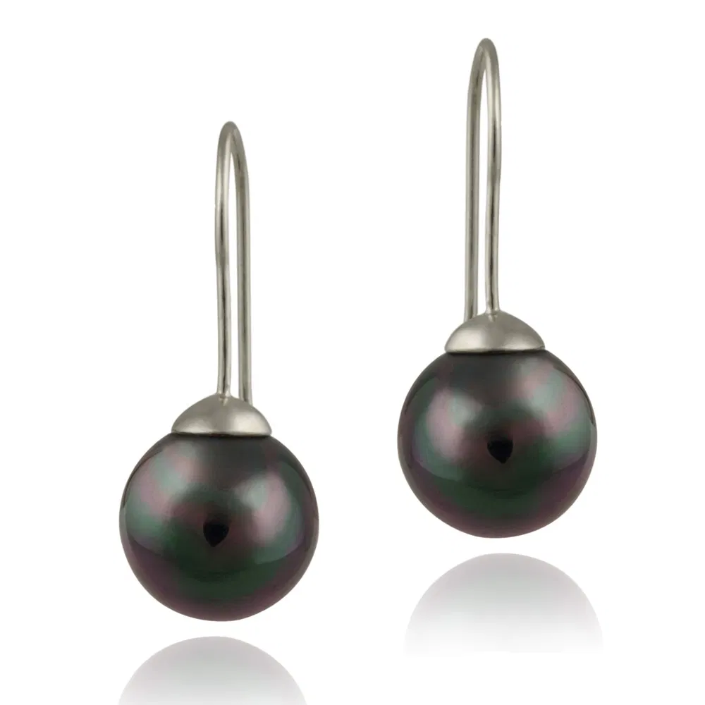 Sterling Silver 12mm Peacock Shell Pearl Drop Earrings - Grocery