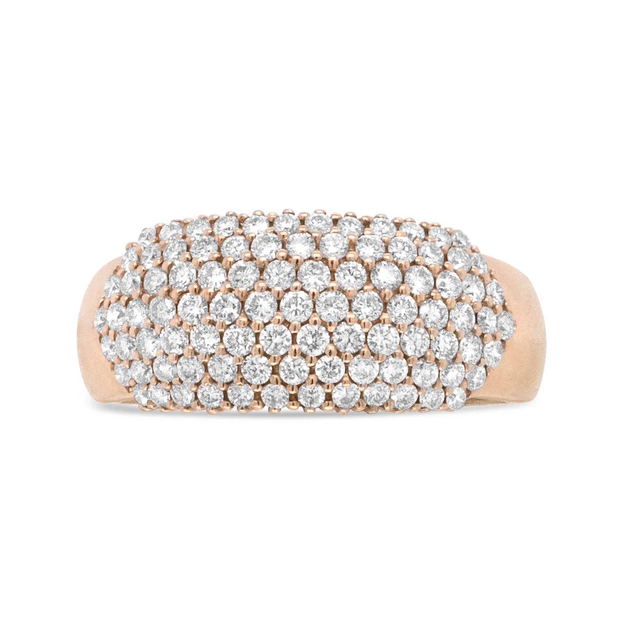 18K Rose Gold 1.00 Cttw Diamond Multi Row Dome Band Ring (F-G Color, VS1-VS2 Clarity) - Ring size 7 - Grocery