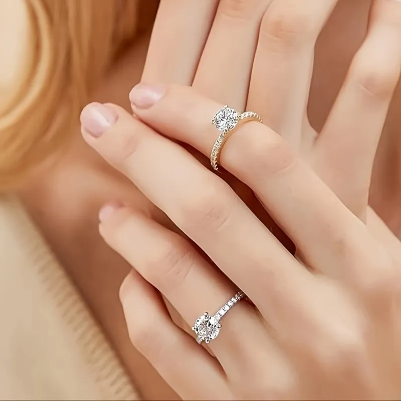 925 Sterling Silver 1.25ct Round Solitaire Cubic Zirconia Engagement Ring Halo Promise Ring Sizes 3-13 - Grocery