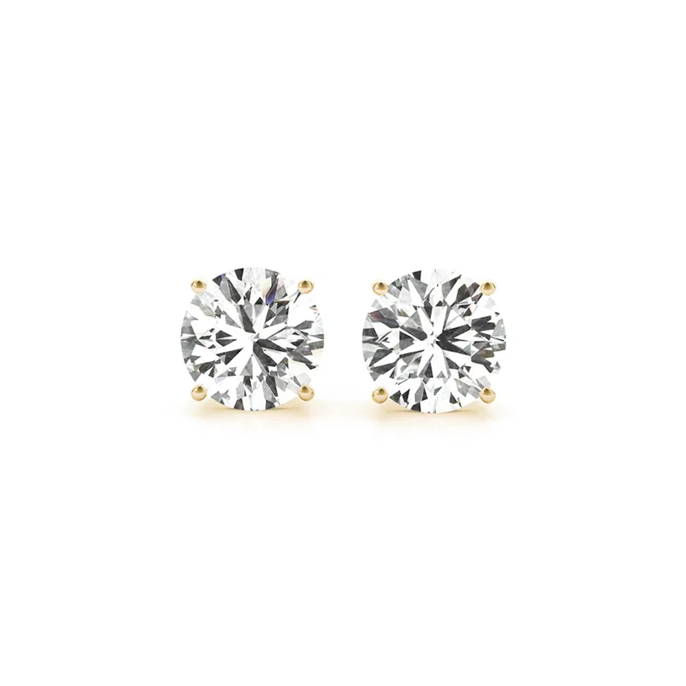 4 cttw Certified IGI Lab Grown Round Diamond Stud Earrings 14k Yellow Gold (G/VS2) - Grocery