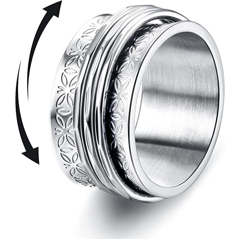 New European And American Simple Butterfly Decompression Rotatable Ring High Sense Wide Ring - Grocery