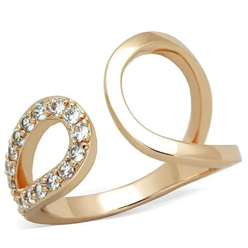 TK1694 - IP Rose Gold(Ion Plating) Stainless Steel Ring with AAA Grade CZ in Clear - Grocery
