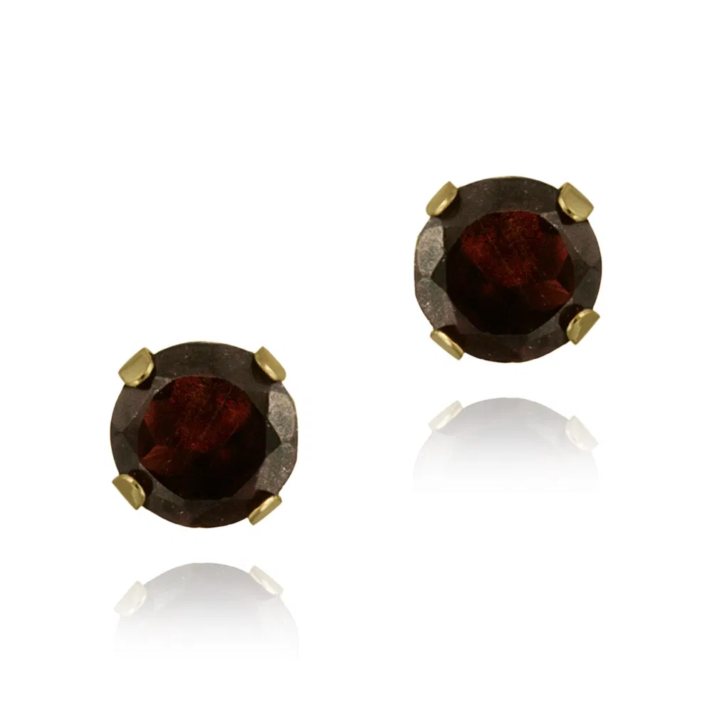 14K Yellow Gold 1.3ct Garnet Stud Earrings, 5mm - Grocery