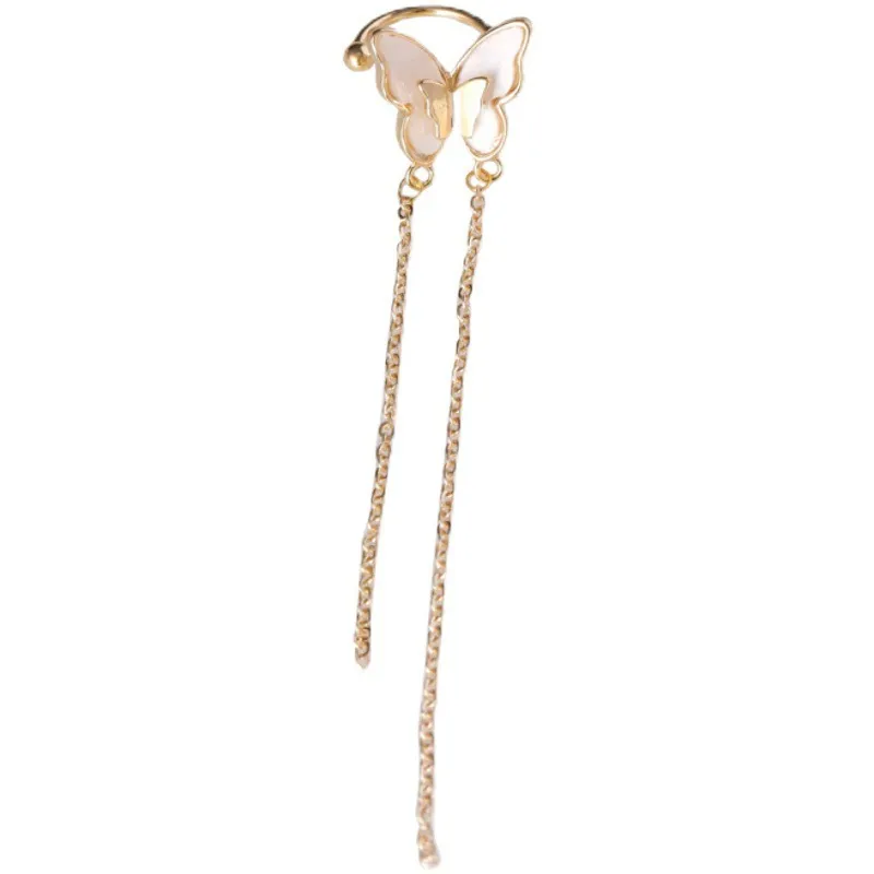 Autumn Fairy Butterfly Chain Long Tassel Ear Clip Female Simple Personality Earless Ear Ornament - Grocery