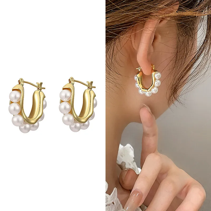 Plated Lightweight Sterling Silver Post Pearl or Chunky Hoop Earrings for Women - Grocery