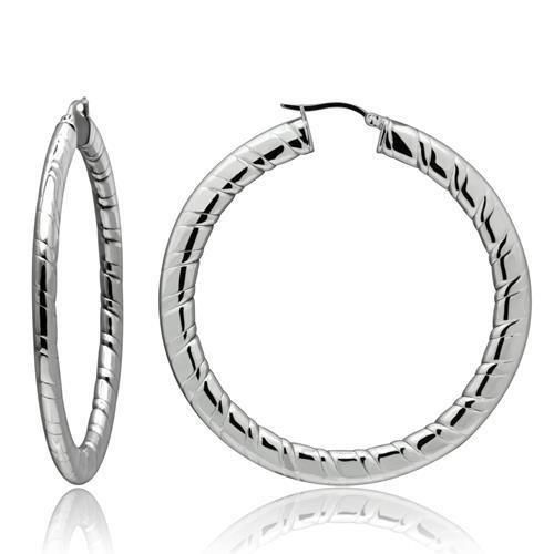 TK418 - High polished (no plating) Stainless Steel Earrings with No Stone - Grocery