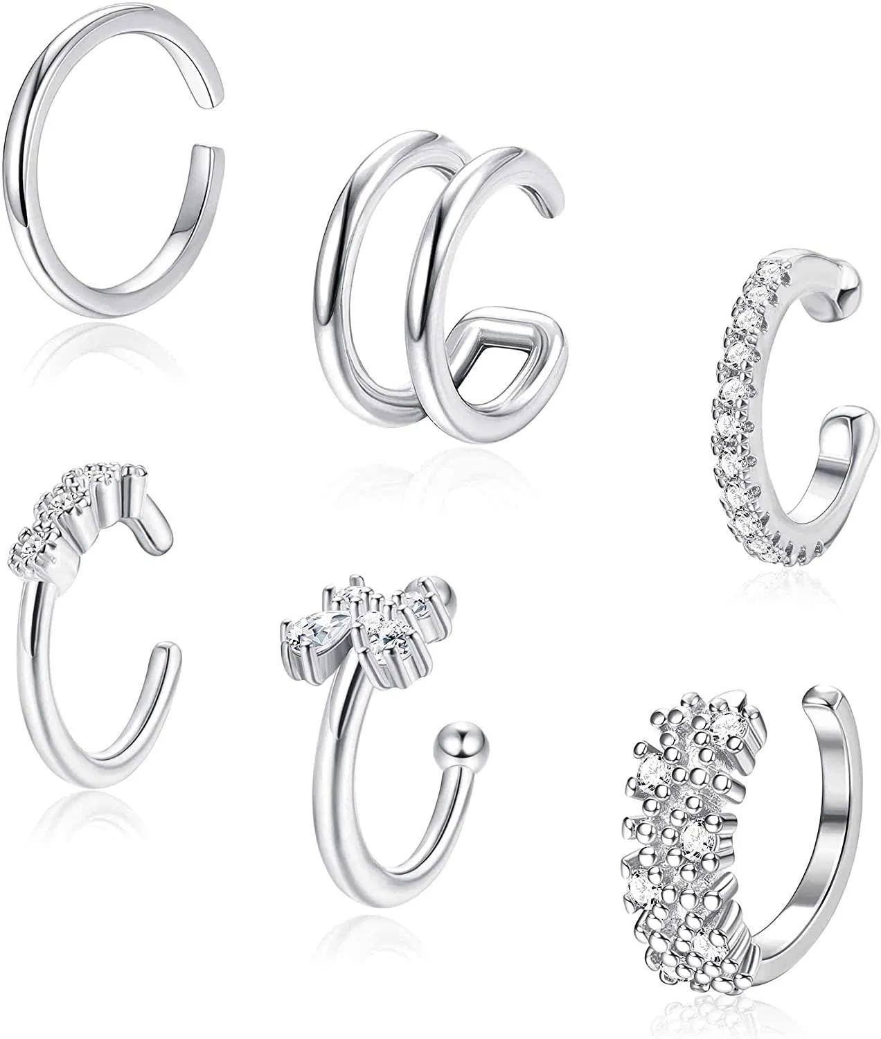 6 Pcs Gold Plated Ear Cuffs Earring No Piercing Cartilage Earring Cuffs For Women Fashion Clip On Ear Cuff Set - Grocery