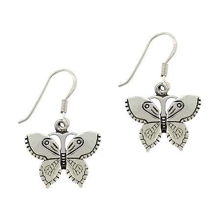 Sterling Silver Butterfly Dangle Earrings - Grocery
