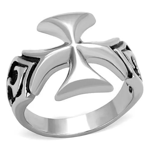 TK1602 - High polished (no plating) Stainless Steel Ring with Epoxy in Jet - Grocery