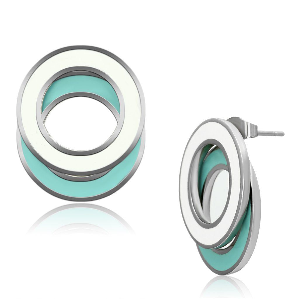 TK893 - High polished (no plating) Stainless Steel Earrings with Epoxy in Multi Color - Grocery